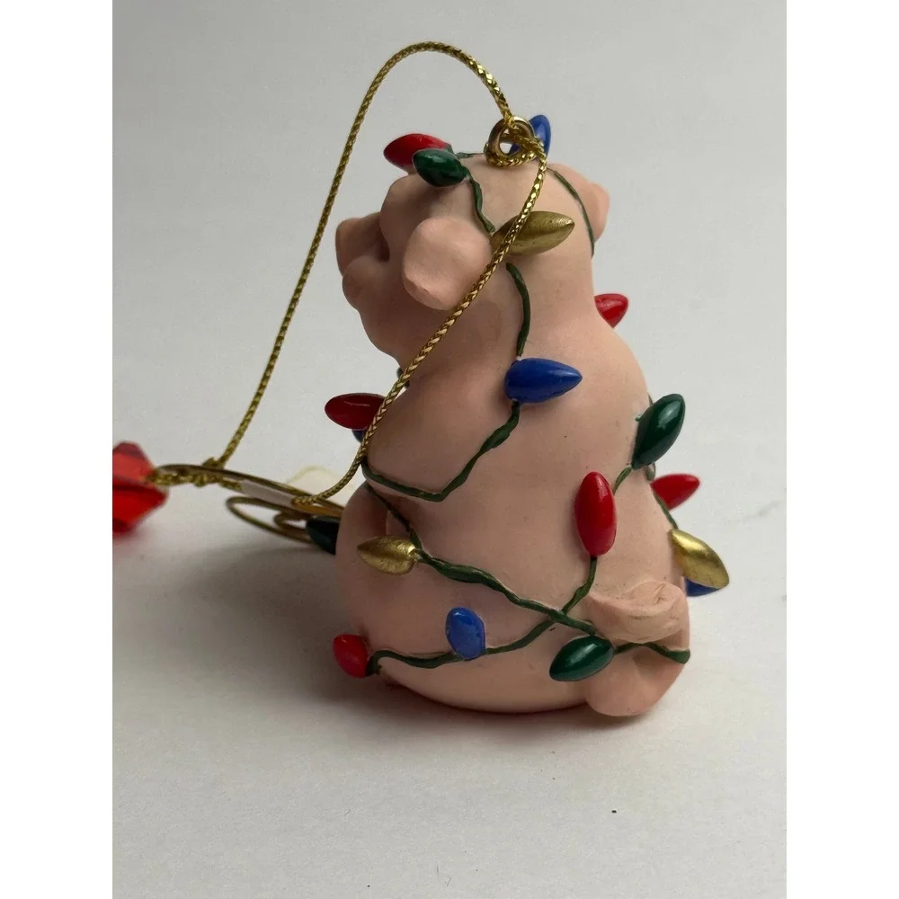 Big Sky Carvers Retired Christmas Pig in Lights Ornament 95254 NWT‎